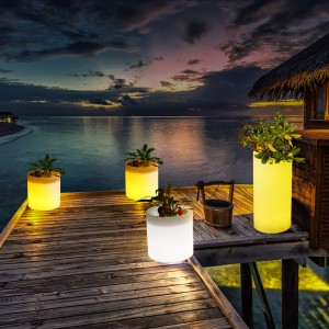 Ulkopuutarha -LED -valaistut kukkaruukut, RGB -värisävyt muovinen LED -valaistu kukkaruukut häät, tapahtumajuhlat, hotelli, ostoskeskuksen avajaiset (vedenpitävä IP68)